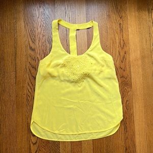 Tibi yellow T-back blouse, 100% silk, size 4